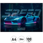 Альбом А4 24л " Проф-Пресс " Красивое авто, склейка, обложка- мелованная бумага, блок- офсет 100г/м2, 1 дизайн в коробке