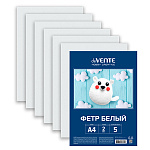 Фетр цветной " deVente " А4 5л 1цв 2мм Hobby creative, Белый, мягкий, пластиковый пакет, европодвес