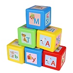 Кубики " Рыжий кот " пластиковые 12шт Азбука с картинками 8*8см, 4 цвета