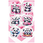 Наклейки " Мир открыток " 0-11 А6 Влюбленные панды, без отделки