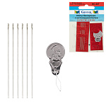 Иглы для бисероплетения " Gamma " 6шт 0,46мм длина- 54мм, с нитковдевателем, используются для работы с любыми видами нитей и бисером, пакет, европодвес