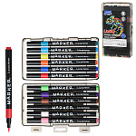 Набор маркеров акриловых " Mazari " Lumo, 12цв, кистевидный наконечник, в пластиковом пенале