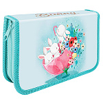 Пенал " Пчелка " ПО-021 1 отделение 115*190*30мм Зайчата, бархатное покрытие soft-touch