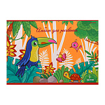 Альбом А4 8л " Проф-Пресс " Тропические птицы, на скобе, обложка- целлюлозный картон, блок- офсет 100г/м2, лен, 5 дизайнов в коробке