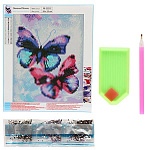 Картина алмазная " Mazari " 25*30см Бабочки, состав набора: холст, стразы, стилус, желеобразный клей, лоток, частичная выкладка, в термоусадочной пленке