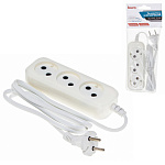 Удлинитель " Buro " 1,5м, 3 розетки 7А, с заземлением, белый, пакет