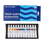 Краски акварельные художественные " Стихия " 12цв, туба 12мл, картонная упаковка, европодвес