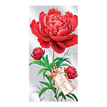 Конверт для денег " Мир открыток " 2-17 С Юбилеем! Пионы, 165*85мм, фольга- серебро, текст