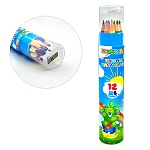 Карандаши цветные деревянные трехгранные 12цв " KWELT " с точилкой, пластиковая туба