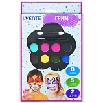 Набор для грима лица и тела " deVente " 8 красок, 5 мелков, 2 кисточки, картонная упаковка