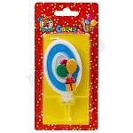 Свеча для торта цифра " Миленд " Веселый праздник 0, синяя, 14*6,5*1см, картонный блистер, европодвес