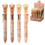 Ручка шариковая автоматическая " Basir " Медвежонок, 6цв, 0,5мм, резиновый наконечник- медвежонок, цветной корпус с рисунком, ассорти