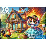 Пазлы " Рыжий кот "  70элементов Кошкин дом 22,5*16,5см, картонная упаковка 18*12,5*3,5см