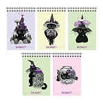 Блокнот МАЛЫЙ ФОРМАТ А6 спираль сверху 40л " Альфа-Тренд " Ведьмочки (ассорти), клетка, обложка - мелованный картон, УФ-лак, 5 дизайнов