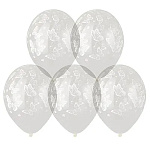 Шар латексный шелкография 14"/36см Бабочки, прозрачный кристалл, 1 дизайн