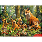 Пазлы " Рыжий кот " 500элементов Семья лис в лесу 48,5*34,5см, картонная упаковка 32,2*22,9*4,5см