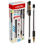 Ручка шариковая " deVente " Mr. Gold Speed Pro черная 0,5мм, толщина письма 0,25мм, каучуковый держатель, чернила на масляной основе, игольчатый пишущий узел, прозрачный корпус, сменный стержень, индивидуальная маркировка, картонный дисплей