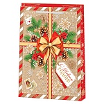 Пакет Новогодний бумажный " Мир открыток " 18*22,7*10см Золотой бант, ламинированный