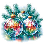 Салфетки Новогодние бумажные 3-слойные " Pero " Prestige Хрустальные шары 20шт, 100% целлюлоза, 33*33см