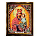 Картина алмазная " Mazari " 27*33см Иверская икона, состав набора: холст на подрамнике, стразы, стилус, желеобразный клей, лоток, частичная выкладка, пакет, европодвес