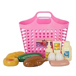 Игровой набор " Совтехстром " Продуктовая корзинка, в наборе: сумка-корзина, курица, батон, огурец, сосиски 2шт, яицо 2шт, плюшка, молоко, кетчуп, горчица, сетка 25,5*9,5*21,5см