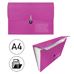 Папка на резинке " KWELT " А4 13 отделений, Квадраты, розовая, текстура поверхности - песок, пластик, индексные ярлычки, карман для визитки