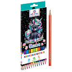 Карандаши цветные деревянные Unicorn 12цв " Attomex " М шестигранные, картонная упаковка, европодвес