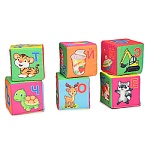 Кубики " Русский стиль " Веселая азбука 6шт 7*7*7см мягкие пакет европодвес