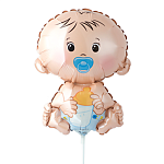 Шар фольгированный фигурный 13"/33см Малыш Мальчик, крепится с помощью розетки на палочку (в комплект не входят)