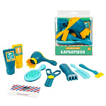 Игровой набор " Лена " Барбершоп, от 3 лет, в наборе: 9 предметов, машинка для стрижки, бритвенный станок, фен, массажная расческа, расческа-гребень, гель для бритья, шампунь для волос, ножницы, визитка, пластиковая упаковка, европодвес