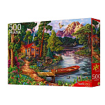 Пазлы " Рыжий кот " 500элементов Домик у реки 47*33см, картонная упаковка 32*22,7*4,2см