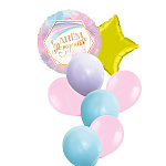 Набор шаров " Браво " Ванильное небо 8в1 состав: фольгированные шары: 18"/46см круг - 1шт, 18"/46см звезда - 1шт, 14"/35см, 12"/30см латексные шары - 6шт 3 цвета