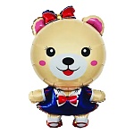 Шар фольгированный фигурный 34"/86 см Мишка бежевый с бантом