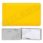 Визитница " Миленд " Стандарт 20л 40 карт, горизонтальная, матовая желтая, мягкая экокожа, 100*70мм, индивидуальная упаковка, европодвес