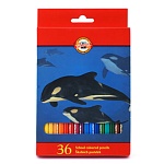 Карандаши цветные деревянные Животные 36цв " Koh-i-Noor " шестигранные, картонная упаковка, европодвес