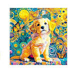 Картина алмазная " Mazari " 30*30см Щенок, состав набора: холст на подрамнике, стразы, стилус, желеобразный клей, лоток, частичная выкладка, в термоусадочной пленке