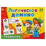 Игра настольная 3+ " Рыжий кот " Домино логическое Профессии, состав: 28 фишек с картинками 3,5*7см, картонная упаковка 25*7,5*3см