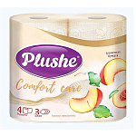 Бумага туалетная 3-сл " Plushe " Comfort care Honey Nectarine, персик, 4 рулона со втулкой, 25м, с перфорацией