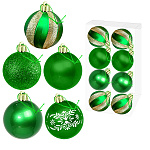 Набор шаров " KWELT " d=5,5см 10шт, зеленые (глянцевые, матовые, матовые с узором, матовые фигурные, с глиттером) пластиковая упаковка 11,5*29*6см