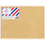 Доска пробковая " Attomex " 40*30см в рамке из деревянного профиля, открытое крепление, возможность горизонтального и вертикального крепления, термоусадочная пленка