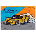 Альбом А4 24л " Проф-Пресс " Стремительная тачка-1, на скобе, обложка- мелованный картон, офсет 100г/м2, лен