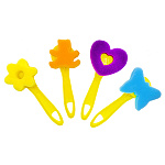 Набор штампов " Mazari " 4 шт: цветочек, сердечко, бабочка, мишка, поролон, пакет