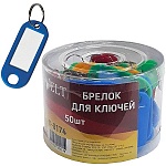 Брелок для ключей " KWELT " с информационным окошком 5*2см, цвет - ассорти (красный, синий, голубой, зеленый, черный, фиолетовый, белый, желтый), пластиковая банка