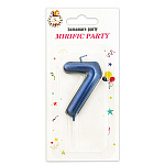 Свеча для торта цифра " KWELT " 7, синяя, 6*4*1см, на палочке, картонный блистер 14*7*1,5см, европодвес