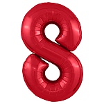 Шар фольгированный " Браво " 40"/102см Цифра-8 красный, в упаковке