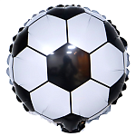 Шар фольгированный фигурный 10"/25см Мяч футбольный на палочке, крепится с помощью розетки на палочку