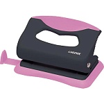 Дырокол на 10л " deVente " Monochrome металл/пластик, противоскользящая резиновая вставка, встроенная линейка со шкалой, съемный поддон для конфетти, черный с неоновым розовым