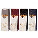 Пакет бумажный " Basir " 36*9*12см под бутылку Бант, ассорти (без возможности выбора дизайна), ламинированный, тиснение фольгой