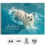 Альбом А4 40л спираль " Эксмо " Белый песик, обложка - глянцевый ламинированный картон, офсет 110г/м2