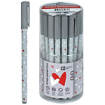 Ручка шариковая " Феникс " синяя 0,5мм Сердечки на сером, в пластиковой тубе